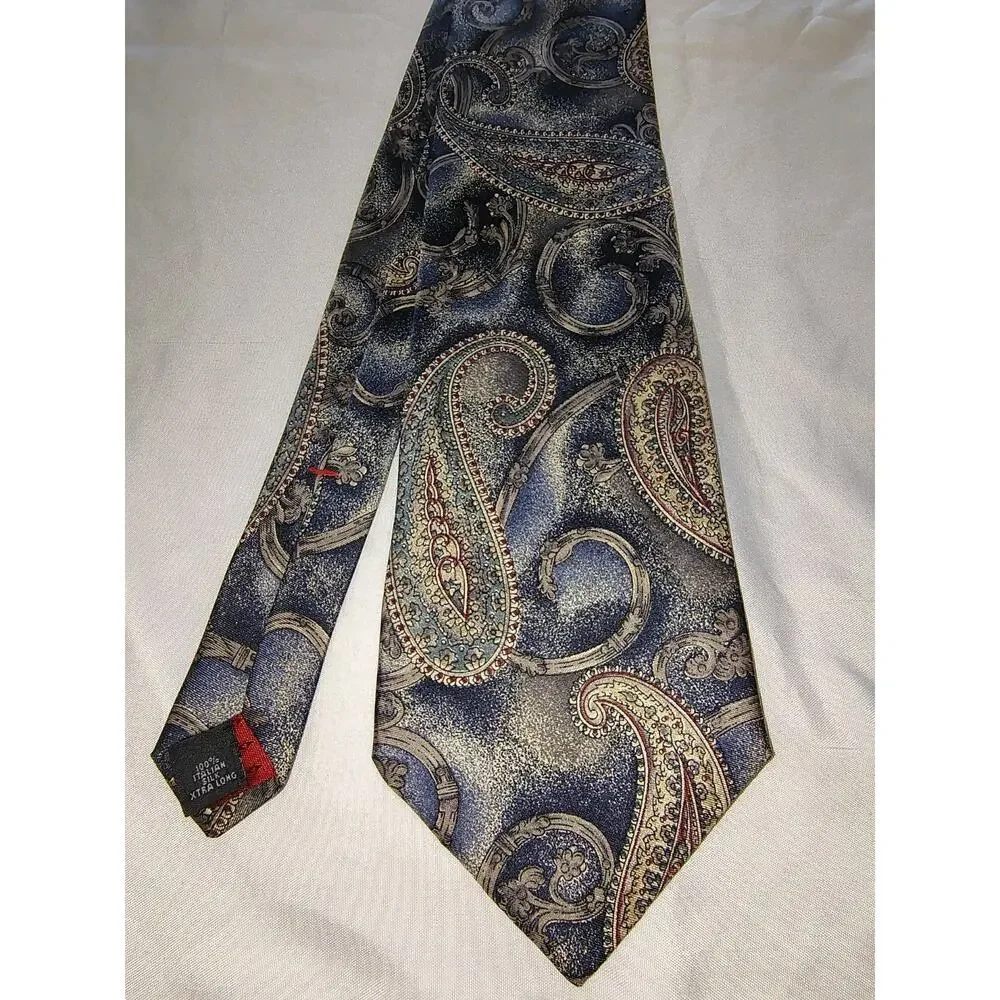 Vintage Henry Grethel Blue Paisley Silk extra Long Necktie